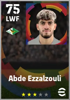 Abde Ezzalzouli eFootball 2026 player card — 75 OVR LWF