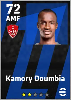 Kamory Doumbia eFootball 2026 player card — 72 OVR AMF