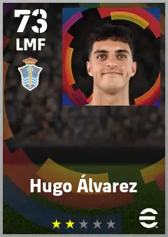 Hugo Alvarez eFootball 2026 player card — 73 OVR LMF