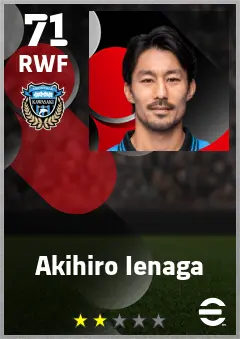 Akihiro Ienaga eFootball 2026 player card — 71 OVR RWF