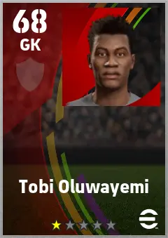 Tobi Oluwayemi eFootball 2026 player card — 68 OVR GK