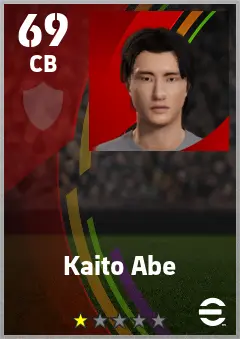 Kaito Abe eFootball 2026 player card — 69 OVR CB