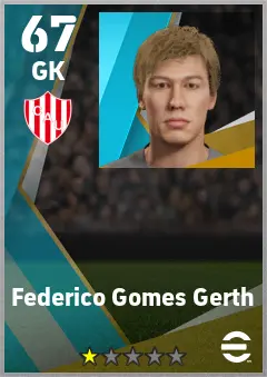 Federico Gomes Gerth eFootball 2026 player card — 67 OVR GK