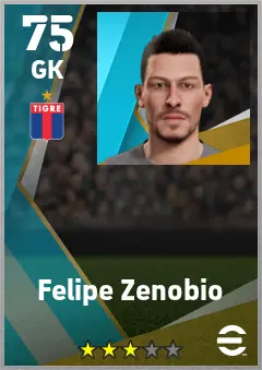 Felipe Zenobio eFootball 2026 player card — 75 OVR GK