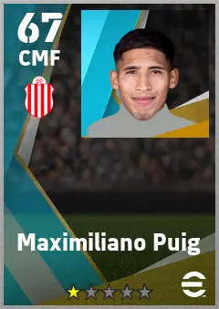 Maximiliano Puig eFootball 2026 player card — 67 OVR CMF
