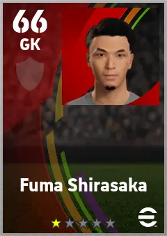 Fuma Shirasaka eFootball 2026 player card — 66 OVR GK