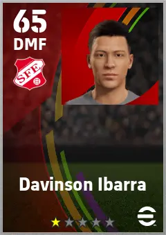 Davinson Ibarra eFootball 2026 player card — 65 OVR DMF
