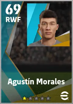 Agustin Morales eFootball 2026 player card — 69 OVR RWF