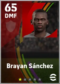 Brayan Sanchez eFootball 2026 player card — 65 OVR DMF
