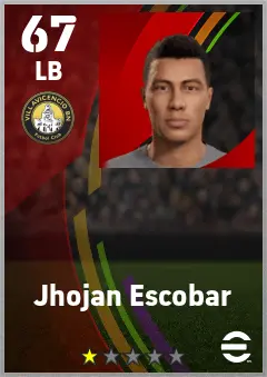 Jhojan Escobar eFootball 2026 player card — 67 OVR LB