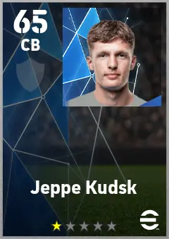 Jeppe Kudsk eFootball 2026 player card — 65 OVR CB