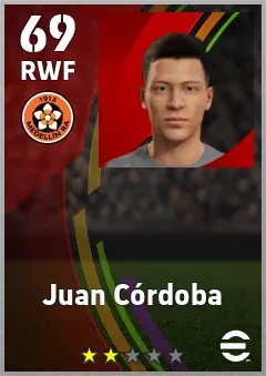 Juan Cordoba eFootball 2026 player card, 69 OVR RWF