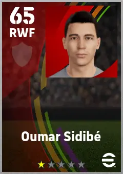 Oumar Sidibe eFootball 2026 player card — 65 OVR RWF