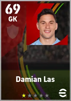 Damian Las eFootball 2026 player card — 69 OVR GK