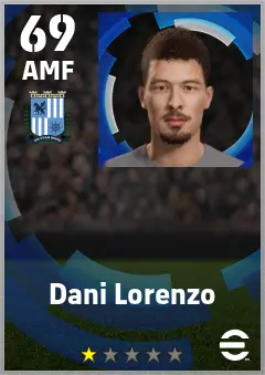 Dani Lorenzo eFootball 2026 player card — 69 OVR AMF