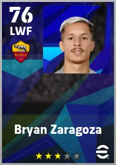 Bryan Zaragoza eFootball 2026 player card — 76 OVR LWF