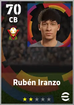 Ruben Iranzo eFootball 2026 player card — 70 OVR CB
