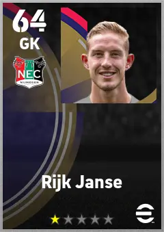 Rijk Janse eFootball 2026 player card — 64 OVR GK