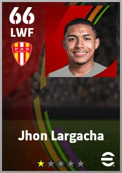 Jhon Largacha eFootball 2026 player card — 66 OVR LWF