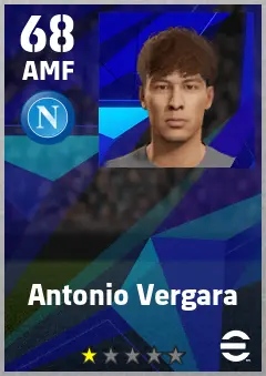 Antonio Vergara eFootball 2026 player card — 68 OVR AMF
