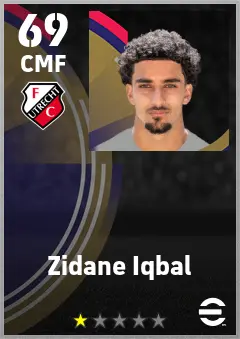 Zidane Iqbal eFootball 2026 player card — 69 OVR CMF