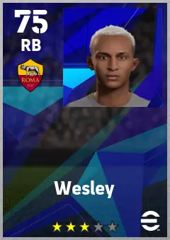 Wesley eFootball 2026 player card — 75 OVR RB