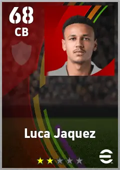 Luca Jaquez eFootball 2026 player card — 68 OVR CB