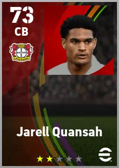 Jarell Quansah eFootball 2026 player card — 73 OVR CB