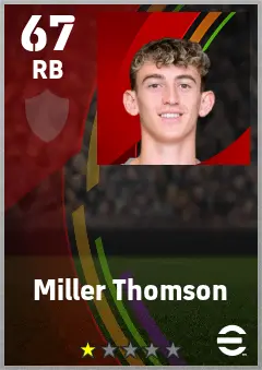 Miller Thomson eFootball 2026 player card — 67 OVR RB