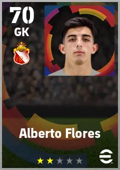 Alberto Flores eFootball 2026 player card — 70 OVR GK