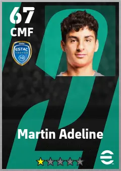 Martin Adeline eFootball 2026 player card — 67 OVR CMF