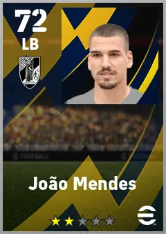Joao Mendes eFootball 2026 player card — 72 OVR LB