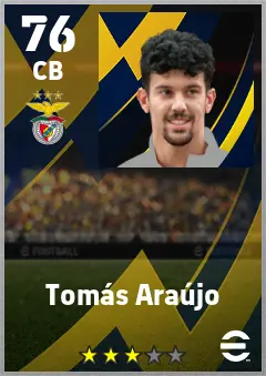 Tomas Araujo eFootball 2026 player card — 76 OVR CB