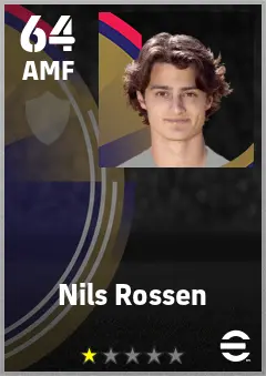 Nils Rossen eFootball 2026 player card — 64 OVR AMF