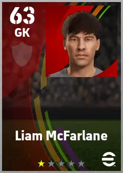 Liam McFarlane eFootball 2026 player card — 63 OVR GK