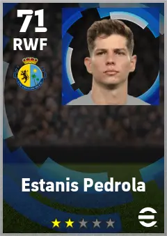 Estanis Pedrola eFootball 2026 player card — 71 OVR RWF