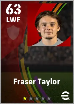 Fraser Taylor eFootball 2026 player card — 63 OVR LWF