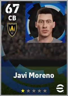 Javi Moreno eFootball 2026 player card — 67 OVR CB