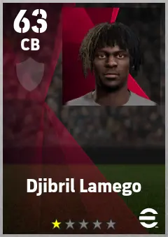 Djibril Lamego eFootball 2026 player card — 63 OVR CB