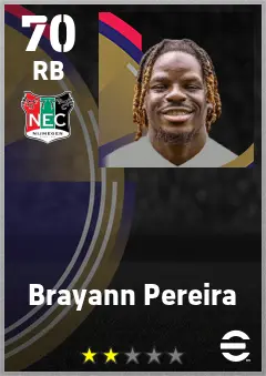 Brayann Pereira eFootball 2026 player card — 70 OVR RB