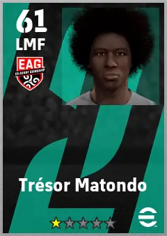Tresor Matondo eFootball 2026 player card — 61 OVR LMF
