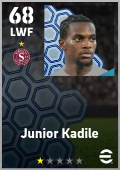 Junior Kadile eFootball 2026 player card — 68 OVR LWF