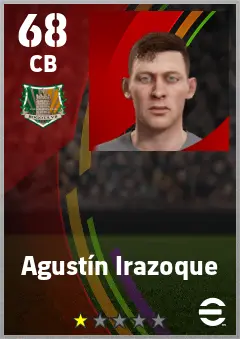 Agustin Irazoque eFootball 2026 player card — 68 OVR CB