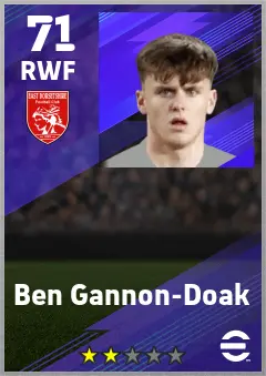 Ben Gannon-Doak eFootball 2026 player card — 71 OVR RWF