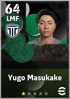 Yugo Masukake eFootball 2026 player card — 64 OVR LMF