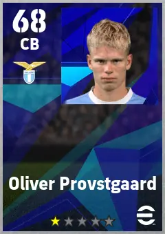 Oliver Provstgaard eFootball 2026 player card — 68 OVR CB