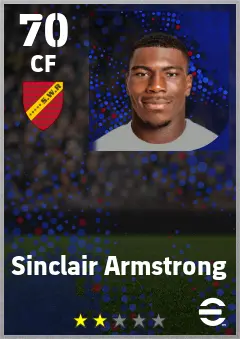 Sinclair Armstrong eFootball 2026 player card — 70 OVR CF