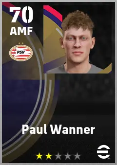 Paul Wanner eFootball 2026 player card — 70 OVR AMF