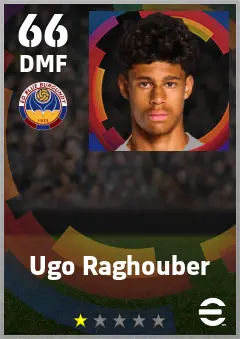 Ugo Raghouber eFootball 2026 player card — 66 OVR DMF