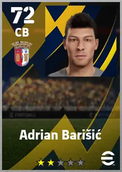 Adrian Barisic eFootball 2026 player card — 72 OVR CB